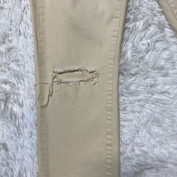 Madewell Jeans Beige Ivory Distressed Womens Size 27 Straight Leg Stretchy - Picture 3 of 11
